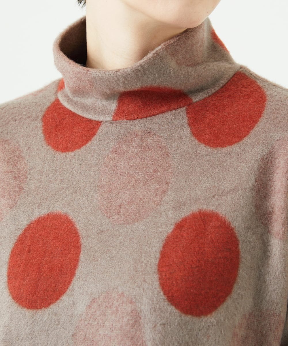 NGKAE35230 GIANNI LO GIUDICE(ジャンニ ロ ジュディチェ) [洗える・日本製]起毛パイルジャガードドットトップス ベージュ