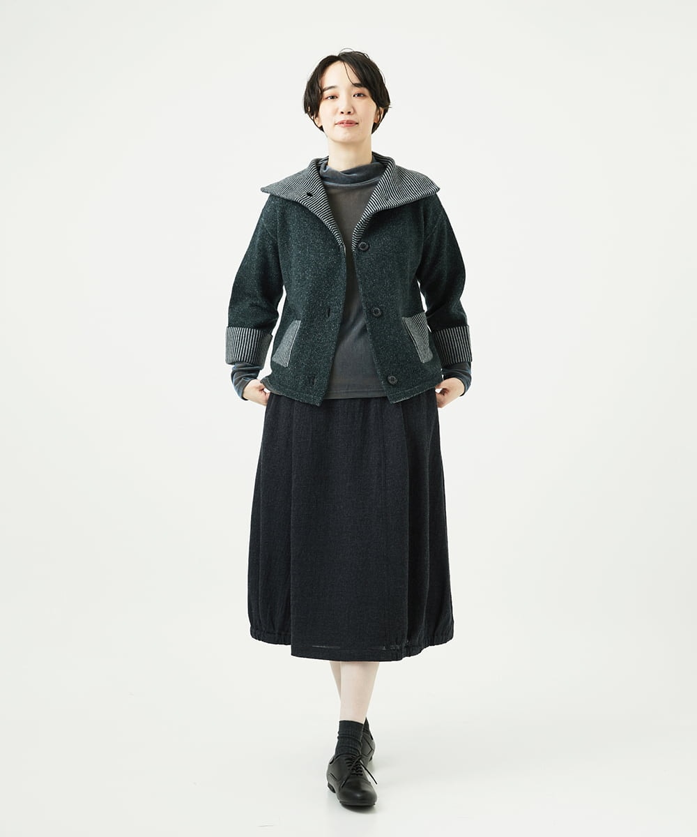 NGKAE40180 GIANNI LO GIUDICE(ジャンニ ロ ジュディチェ) [洗える・日本製]タマムシパイルフロッキーカットソー ブルー