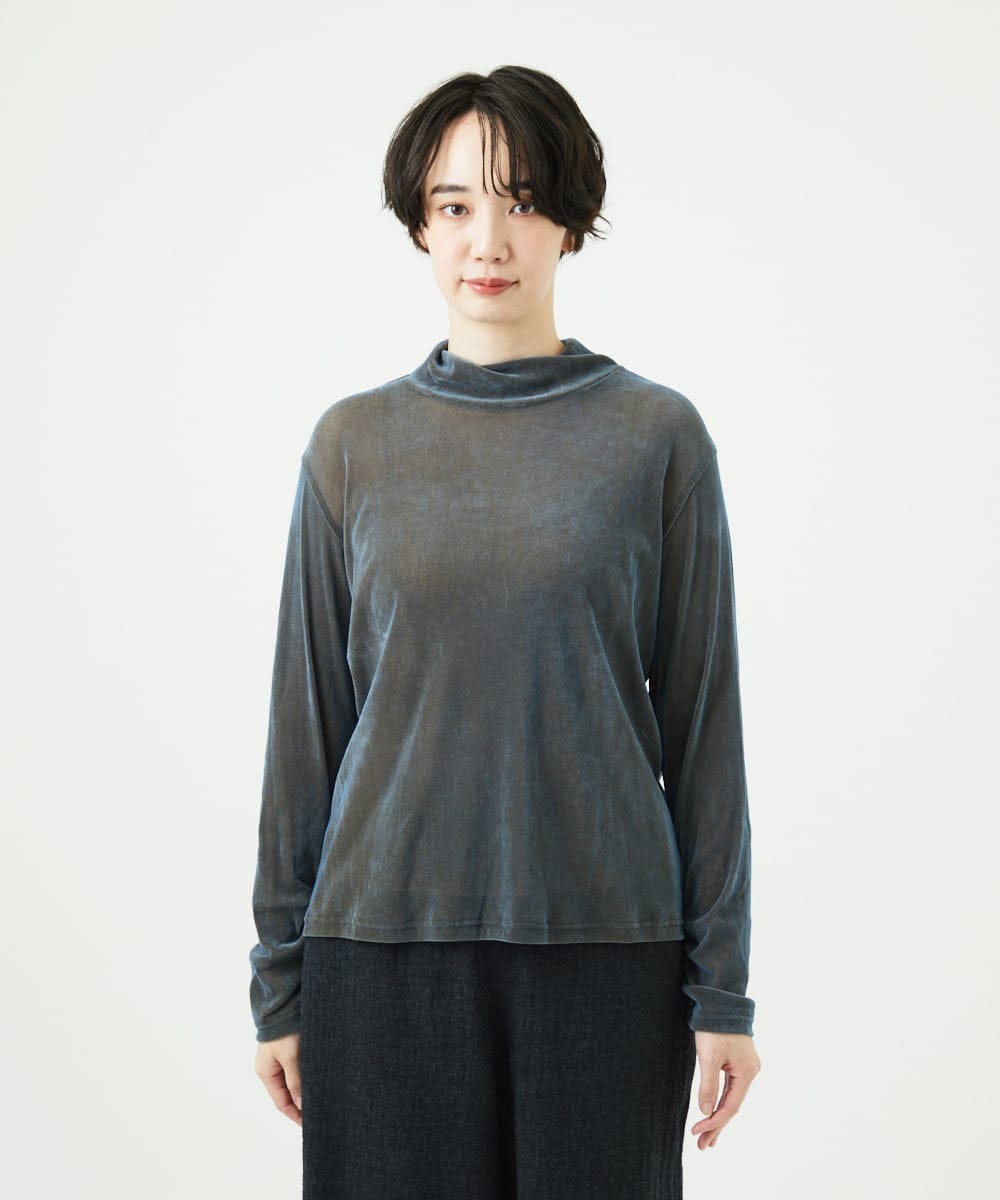 NGKAE40180 GIANNI LO GIUDICE(ジャンニ ロ ジュディチェ) [洗える・日本製]タマムシパイルフロッキーカットソー ブルー