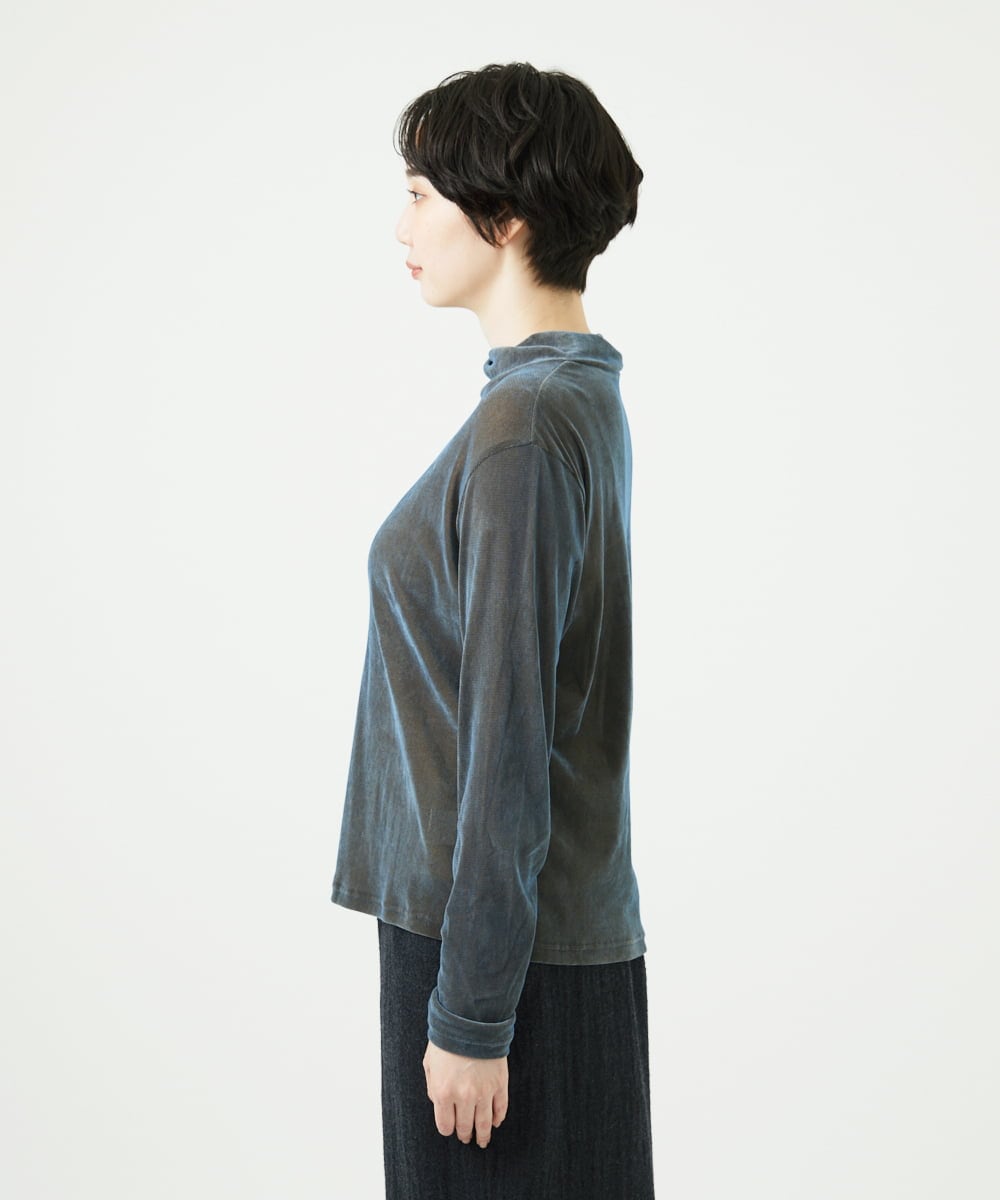 NGKAE40180 GIANNI LO GIUDICE(ジャンニ ロ ジュディチェ) [洗える・日本製]タマムシパイルフロッキーカットソー ブルー