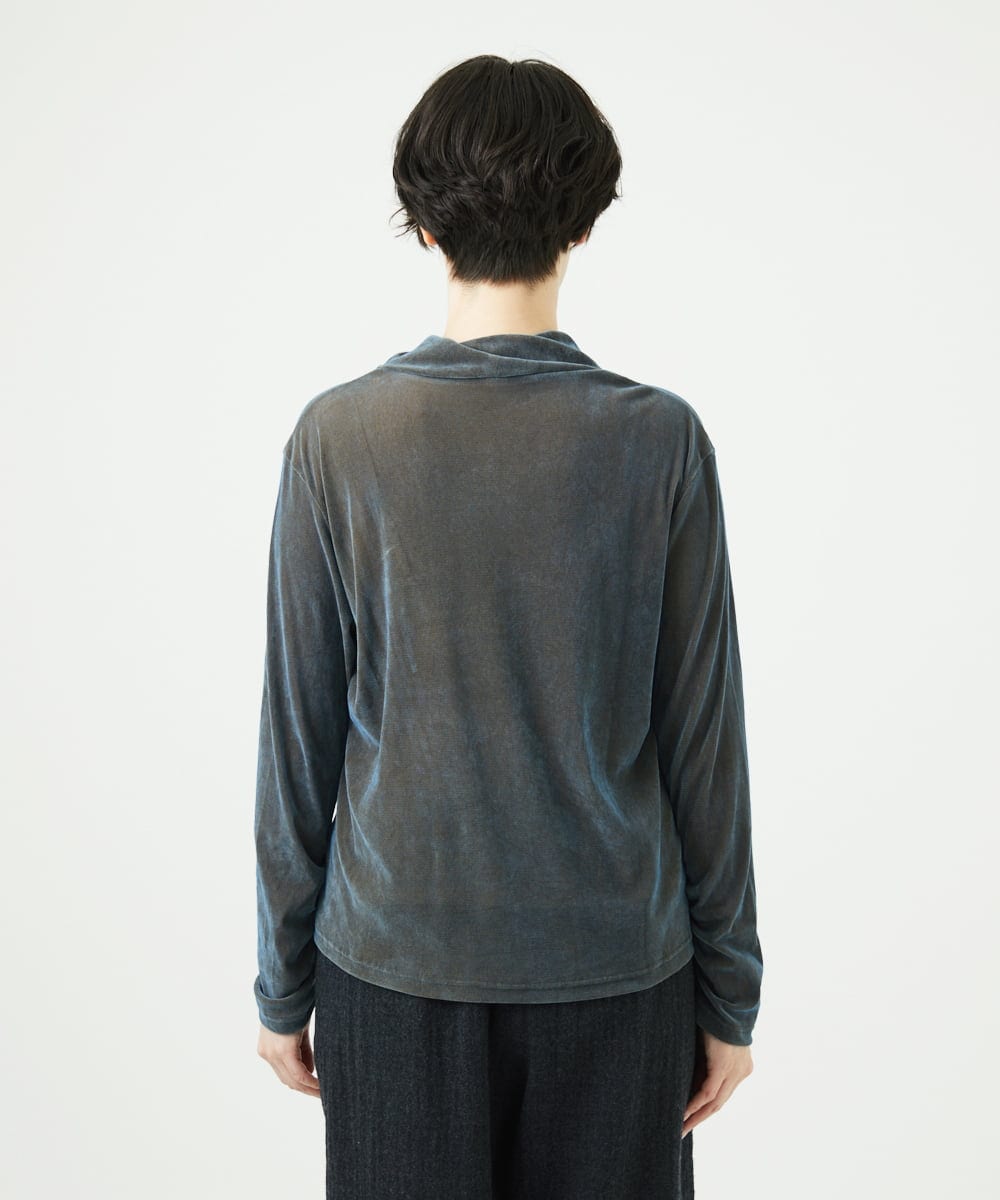 NGKAE40180 GIANNI LO GIUDICE(ジャンニ ロ ジュディチェ) [洗える・日本製]タマムシパイルフロッキーカットソー ブルー