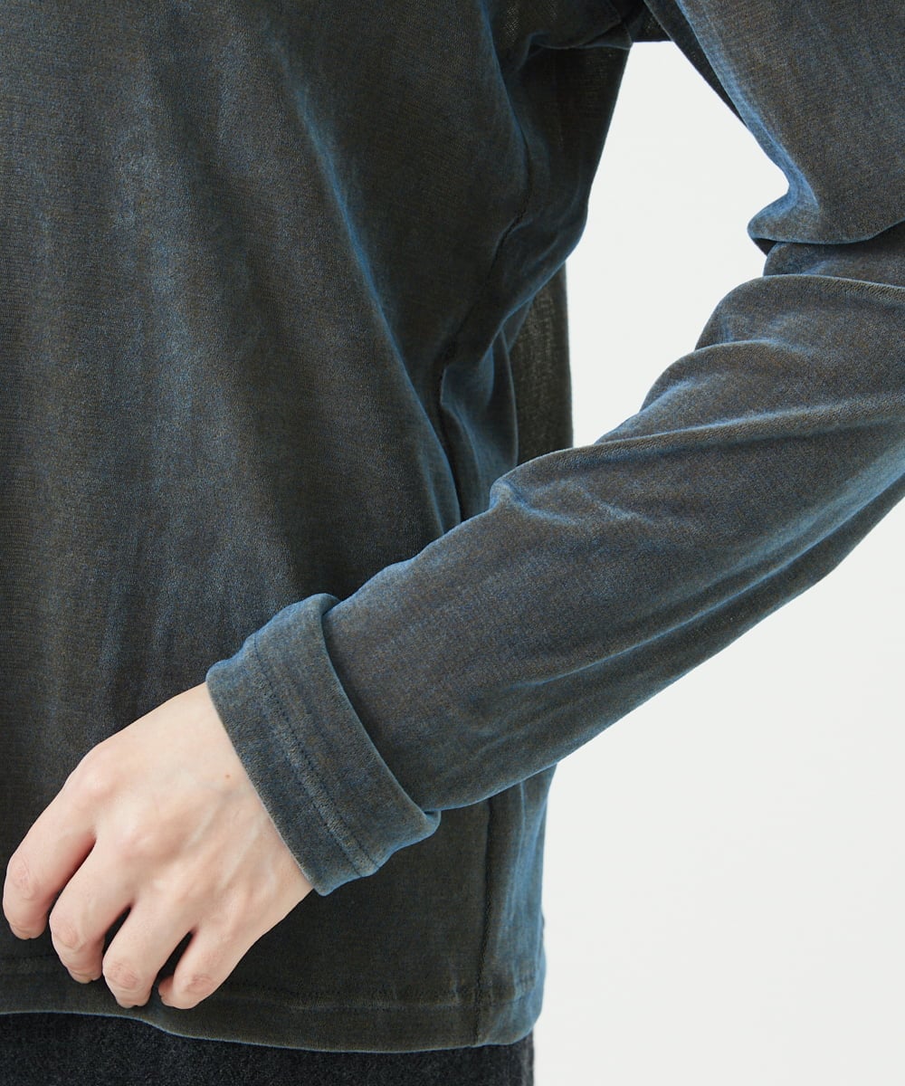 NGKAE40180 GIANNI LO GIUDICE(ジャンニ ロ ジュディチェ) [洗える・日本製]タマムシパイルフロッキーカットソー ブルー