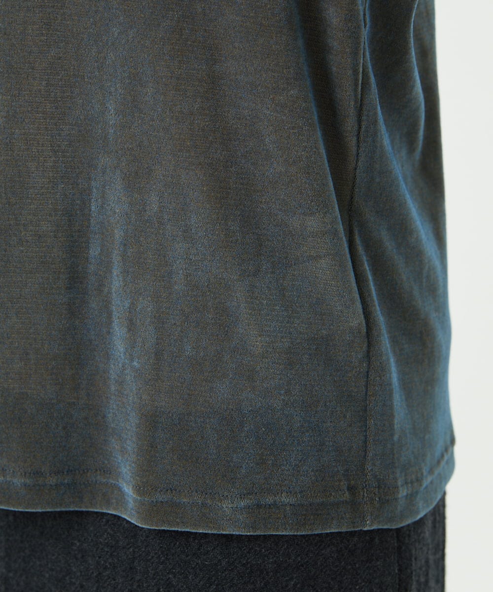 NGKAE40180 GIANNI LO GIUDICE(ジャンニ ロ ジュディチェ) [洗える・日本製]タマムシパイルフロッキーカットソー ブルー