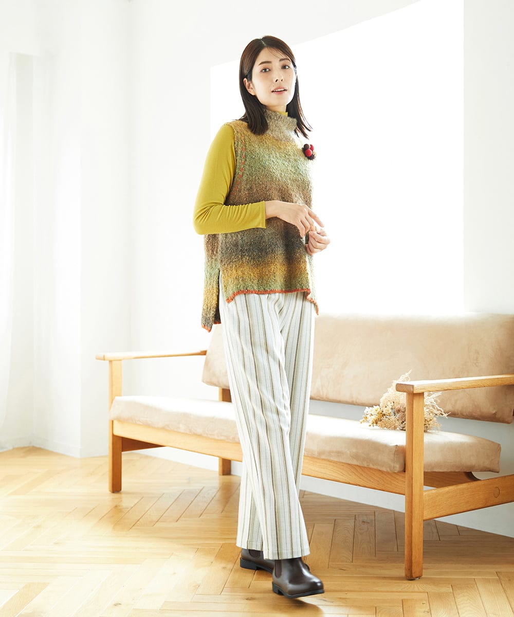 NGKAF10110 GIANNI LO GIUDICE(ジャンニ ロ ジュディチェ) [洗える]テンセルウールガーゼフライスカットソー イエロー