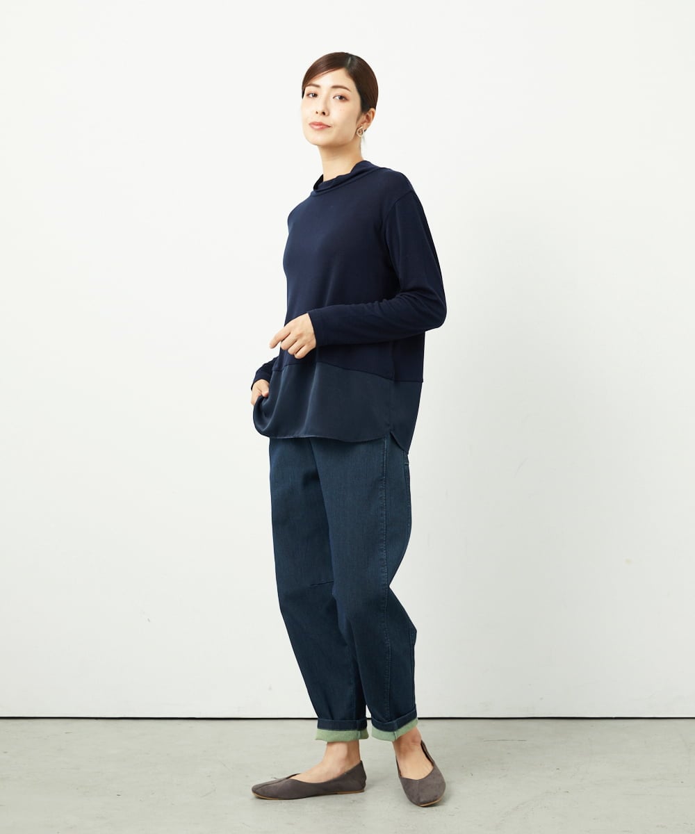 NGKAF11130 GIANNI LO GIUDICE(ジャンニ ロ ジュディチェ) [洗える・日本製]リヨセルウールガーゼフライスカットソー ネイビー