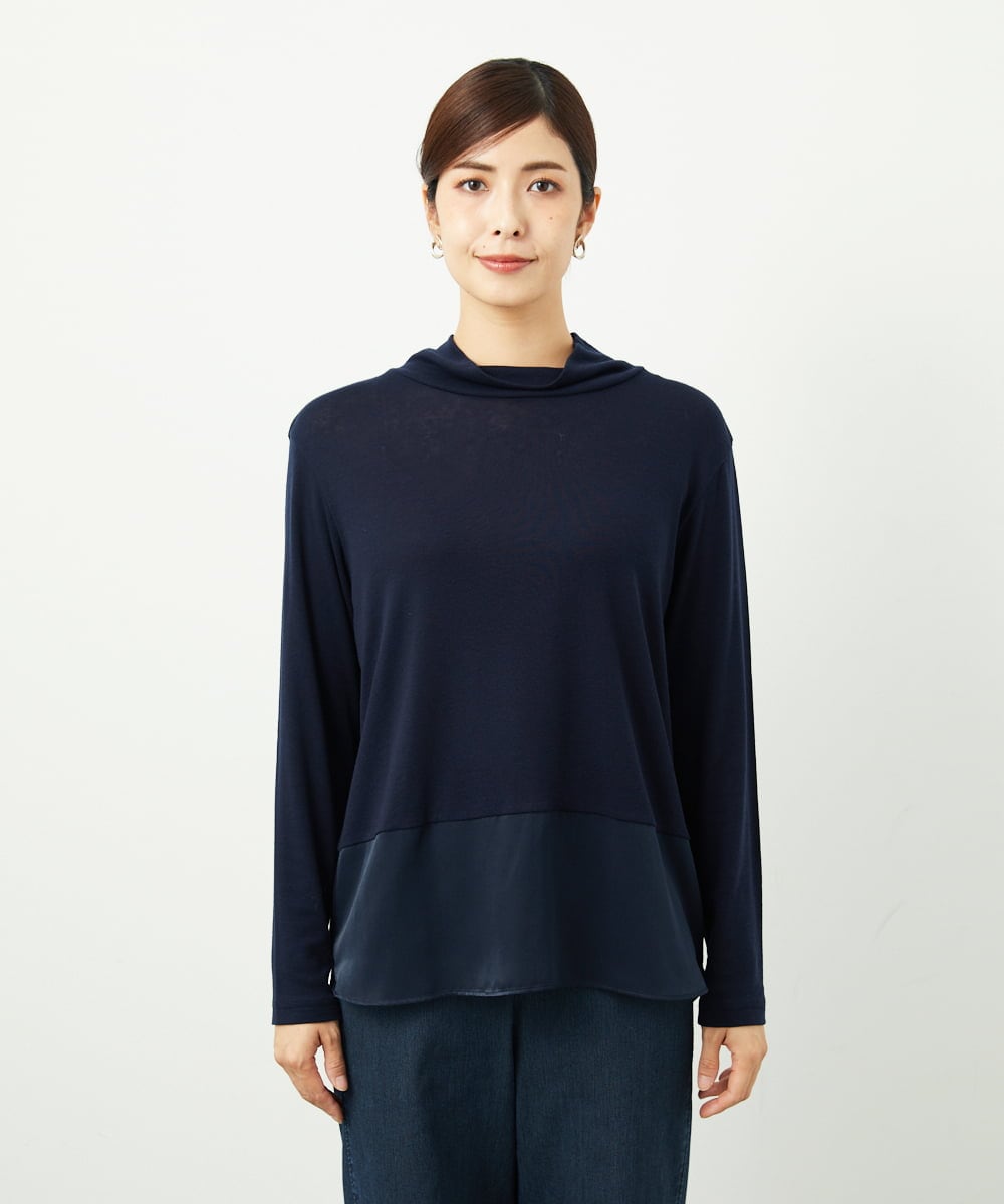 NGKAF11130 GIANNI LO GIUDICE(ジャンニ ロ ジュディチェ) [洗える・日本製]リヨセルウールガーゼフライスカットソー ネイビー