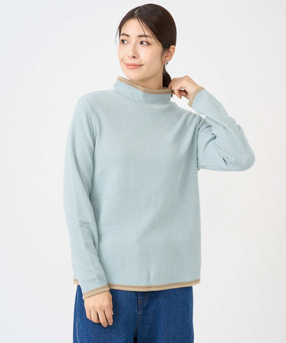 NGKAF13170 GIANNI LO GIUDICE(ジャンニ ロ ジュディチェ) [洗える・日本製]ハイネックコットンウェーブリバーカットソー ライトブルー
