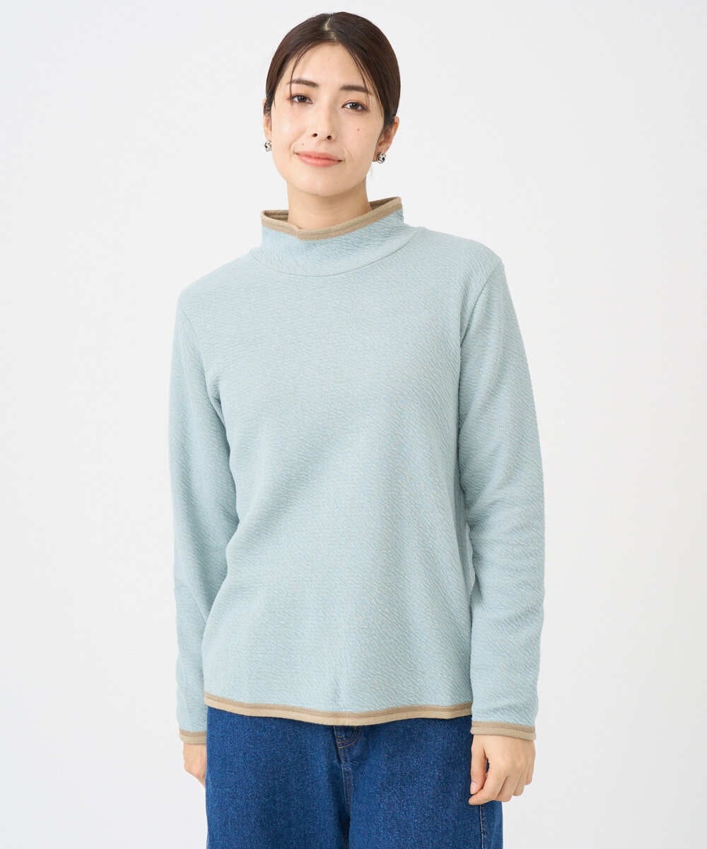 NGKAF13170 GIANNI LO GIUDICE(ジャンニ ロ ジュディチェ) [洗える・日本製]ハイネックコットンウェーブリバーカットソー ライトブルー