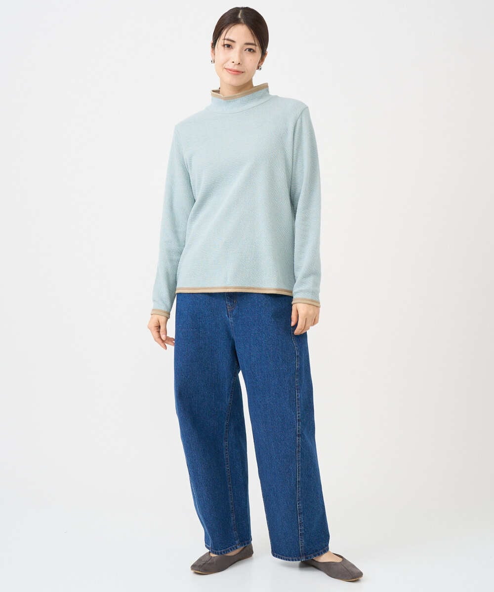 NGKAF13170 GIANNI LO GIUDICE(ジャンニ ロ ジュディチェ) [洗える・日本製]ハイネックコットンウェーブリバーカットソー ライトブルー