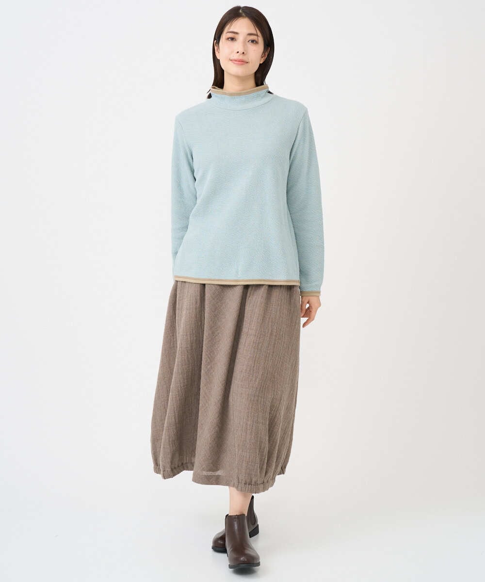 NGKAF13170 GIANNI LO GIUDICE(ジャンニ ロ ジュディチェ) [洗える・日本製]ハイネックコットンウェーブリバーカットソー ライトブルー