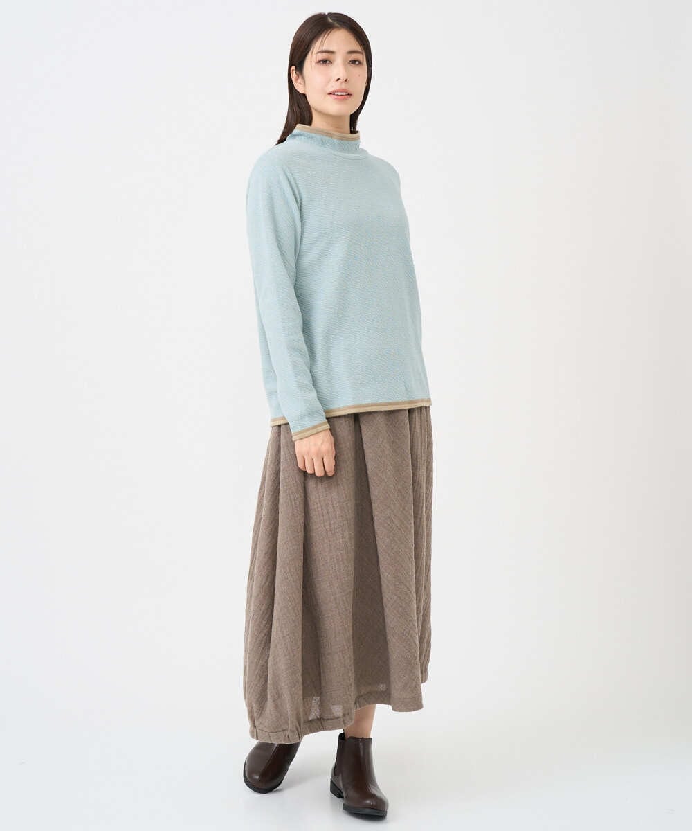 NGKAF13170 GIANNI LO GIUDICE(ジャンニ ロ ジュディチェ) [洗える・日本製]ハイネックコットンウェーブリバーカットソー ライトブルー