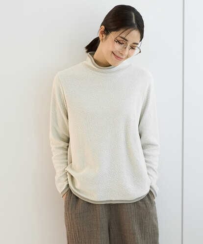 NGKAF13170  [洗える・日本製]ハイネックコットンウェーブリバーカットソー