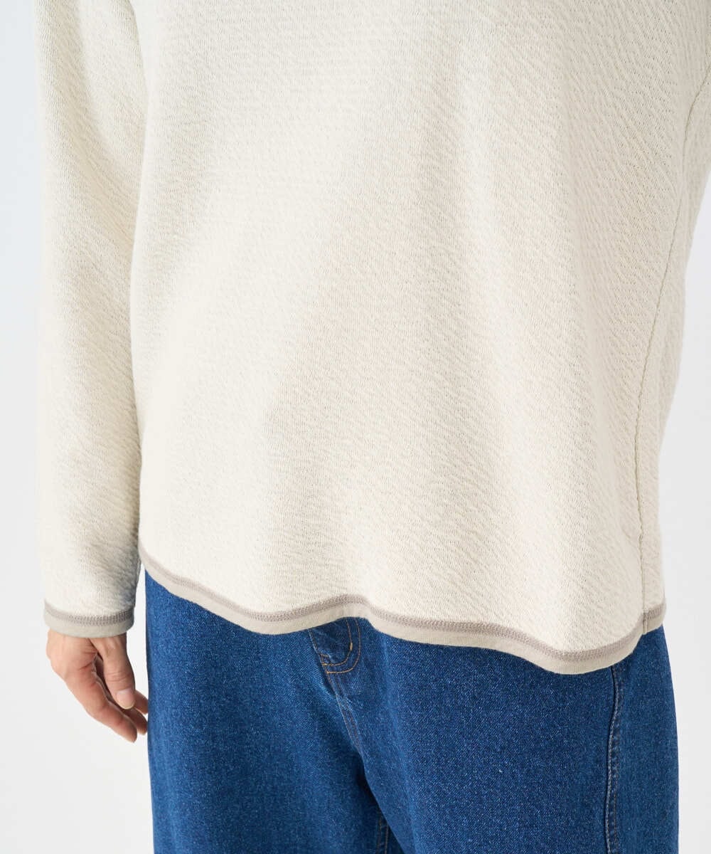 NGKAF13170 GIANNI LO GIUDICE(ジャンニ ロ ジュディチェ) [洗える・日本製]ハイネックコットンウェーブリバーカットソー ベージュ