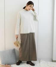 NGKAF13170 GIANNI LO GIUDICE(ジャンニ ロ ジュディチェ) [洗える・日本製]ハイネックコットンウェーブリバーカットソー ベージュ