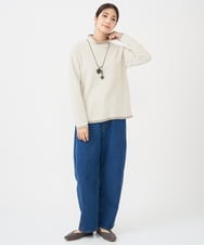 NGKAF13170 GIANNI LO GIUDICE(ジャンニ ロ ジュディチェ) [洗える・日本製]ハイネックコットンウェーブリバーカットソー ベージュ