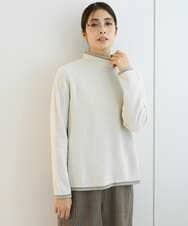 NGKAF13170 GIANNI LO GIUDICE(ジャンニ ロ ジュディチェ) [洗える・日本製]ハイネックコットンウェーブリバーカットソー ベージュ