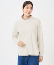 NGKAF13170 GIANNI LO GIUDICE(ジャンニ ロ ジュディチェ) [洗える・日本製]ハイネックコットンウェーブリバーカットソー ベージュ