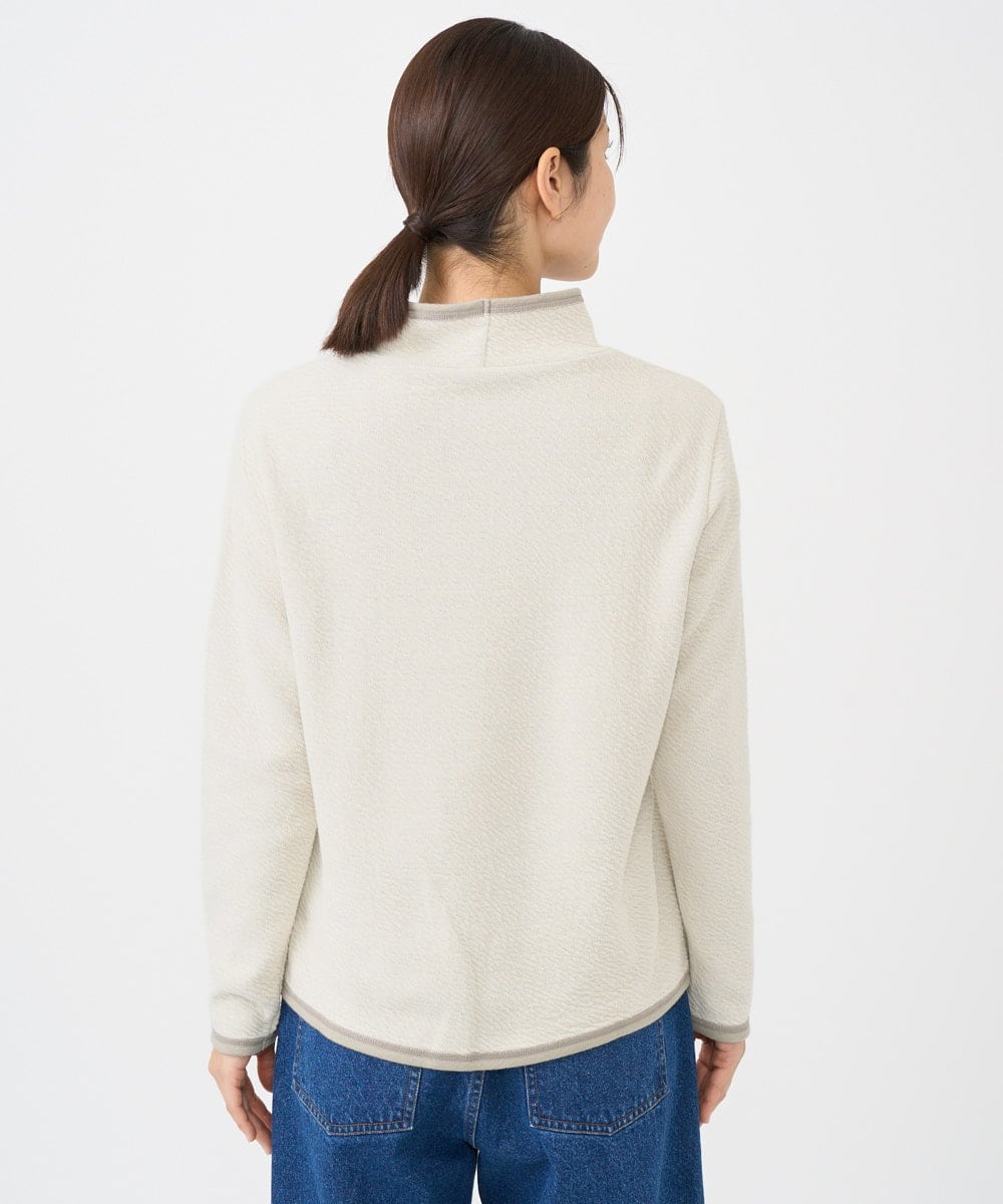 NGKAF13170 GIANNI LO GIUDICE(ジャンニ ロ ジュディチェ) [洗える・日本製]ハイネックコットンウェーブリバーカットソー ベージュ