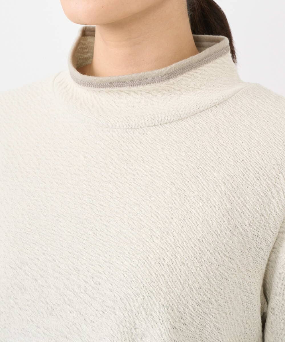 NGKAF13170 GIANNI LO GIUDICE(ジャンニ ロ ジュディチェ) [洗える・日本製]ハイネックコットンウェーブリバーカットソー ベージュ