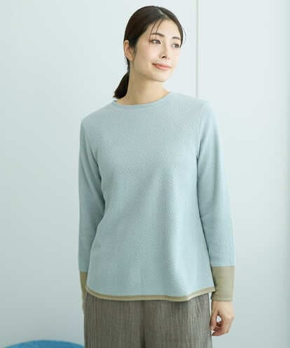 NGKAF14170 GIANNI LO GIUDICE [洗える・日本製]コットンウェーブリバー配色カットソー