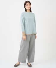 NGKAF14170 GIANNI LO GIUDICE(ジャンニ ロ ジュディチェ) [洗える・日本製]コットンウェーブリバー配色カットソー ライトブルー