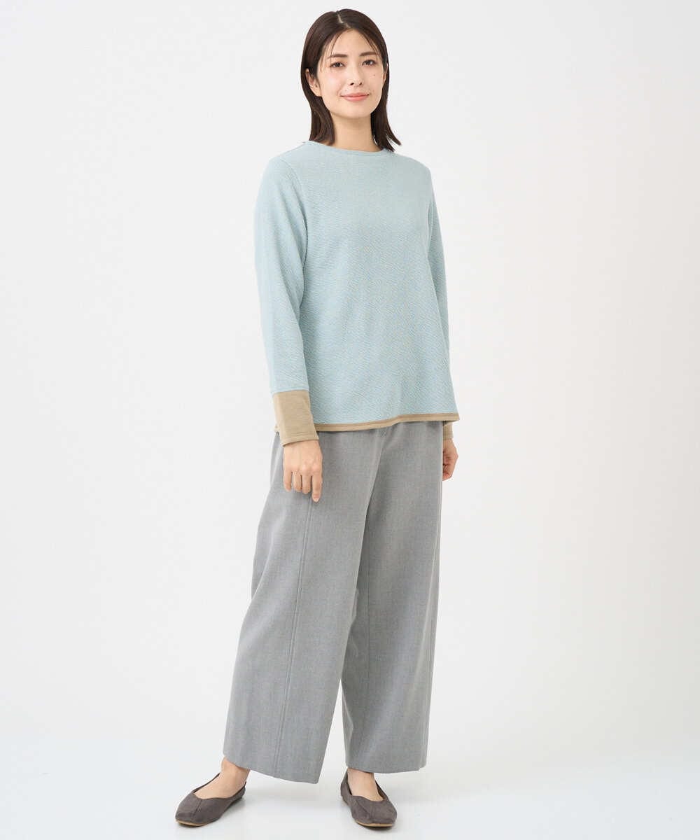 NGKAF14170 GIANNI LO GIUDICE(ジャンニ ロ ジュディチェ) [洗える・日本製]コットンウェーブリバー配色カットソー ライトブルー