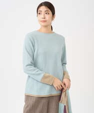 NGKAF14170 GIANNI LO GIUDICE(ジャンニ ロ ジュディチェ) [洗える・日本製]コットンウェーブリバー配色カットソー ライトブルー