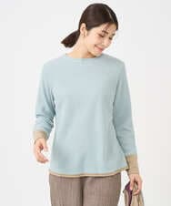 NGKAF14170 GIANNI LO GIUDICE(ジャンニ ロ ジュディチェ) [洗える・日本製]コットンウェーブリバー配色カットソー ライトブルー