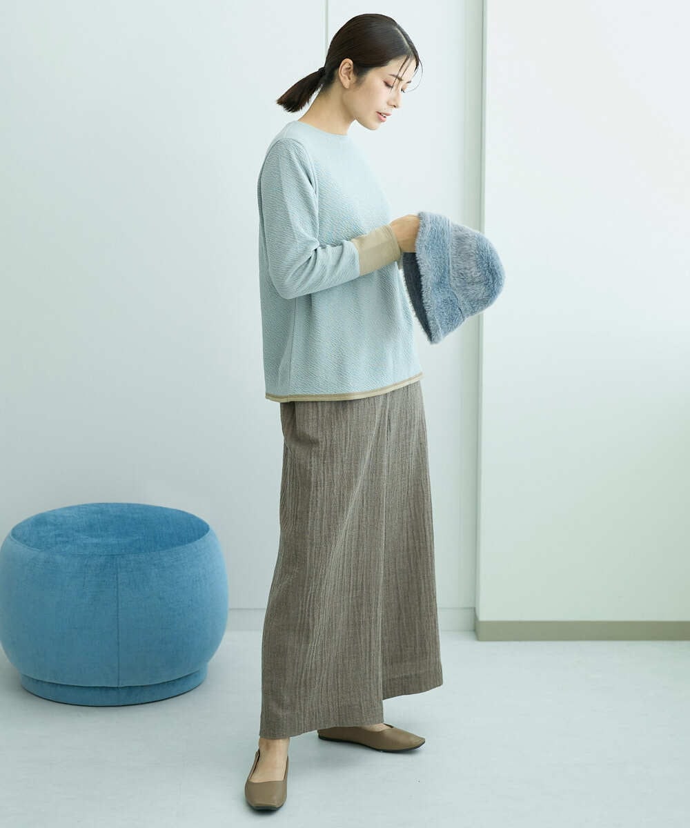 NGKAF14170 GIANNI LO GIUDICE(ジャンニ ロ ジュディチェ) [洗える・日本製]コットンウェーブリバー配色カットソー ライトブルー