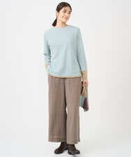 NGKAF14170 GIANNI LO GIUDICE(ジャンニ ロ ジュディチェ) [洗える・日本製]コットンウェーブリバー配色カットソー ライトブルー