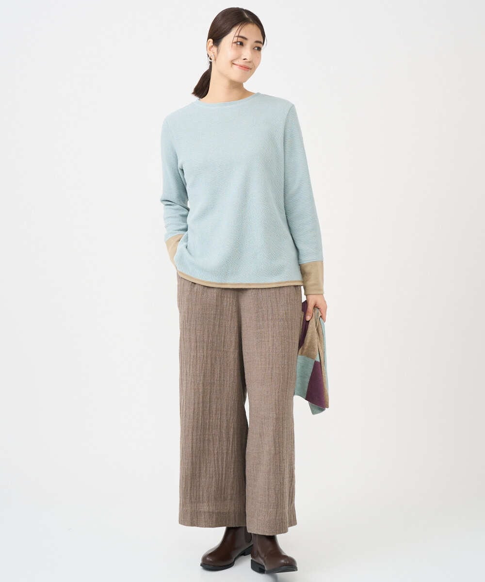 NGKAF14170 GIANNI LO GIUDICE(ジャンニ ロ ジュディチェ) [洗える・日本製]コットンウェーブリバー配色カットソー ライトブルー