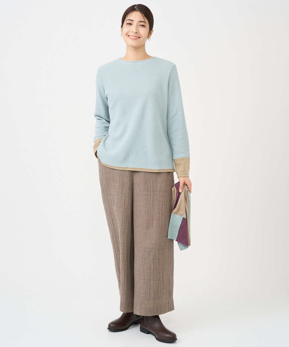 NGKAF14170 GIANNI LO GIUDICE(ジャンニ ロ ジュディチェ) [洗える・日本製]コットンウェーブリバー配色カットソー ライトブルー