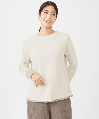 NGKAF14170  [洗える・日本製]コットンウェーブリバー配色カットソー