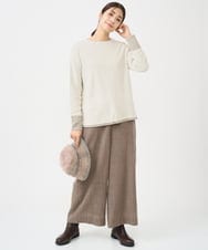 NGKAF14170 GIANNI LO GIUDICE(ジャンニ ロ ジュディチェ) [洗える・日本製]コットンウェーブリバー配色カットソー ベージュ