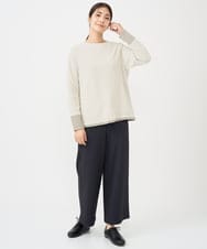 NGKAF14170 GIANNI LO GIUDICE(ジャンニ ロ ジュディチェ) [洗える・日本製]コットンウェーブリバー配色カットソー ベージュ