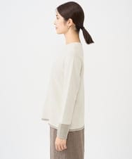 NGKAF14170 GIANNI LO GIUDICE(ジャンニ ロ ジュディチェ) [洗える・日本製]コットンウェーブリバー配色カットソー ベージュ