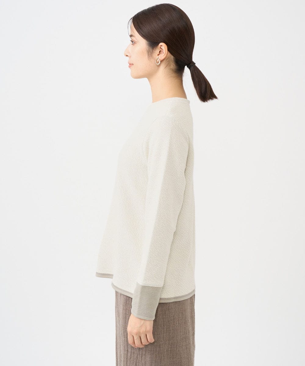 NGKAF14170 GIANNI LO GIUDICE(ジャンニ ロ ジュディチェ) [洗える・日本製]コットンウェーブリバー配色カットソー ベージュ