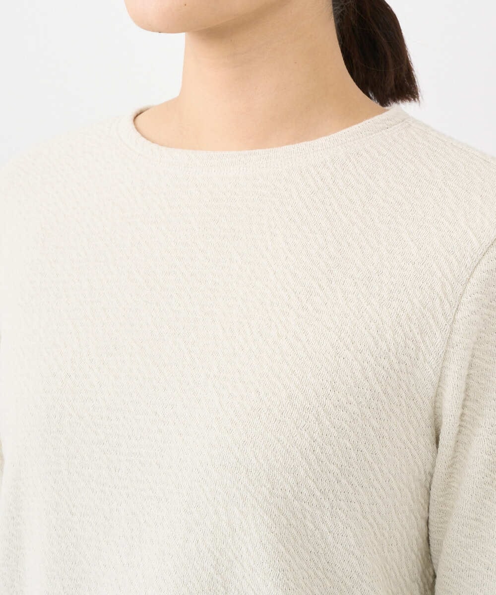 NGKAF14170 GIANNI LO GIUDICE(ジャンニ ロ ジュディチェ) [洗える・日本製]コットンウェーブリバー配色カットソー ベージュ