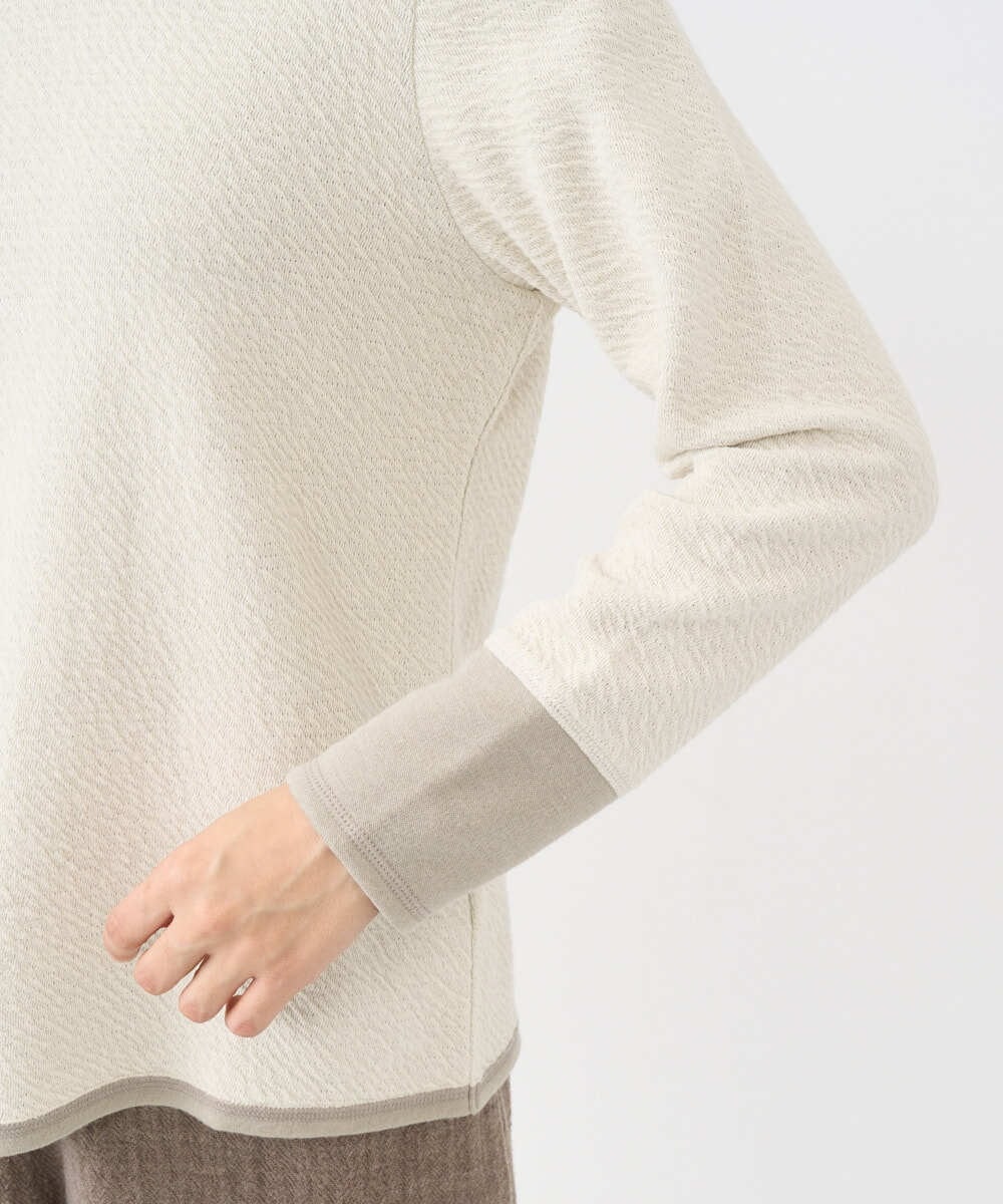 NGKAF14170 GIANNI LO GIUDICE(ジャンニ ロ ジュディチェ) [洗える・日本製]コットンウェーブリバー配色カットソー ベージュ