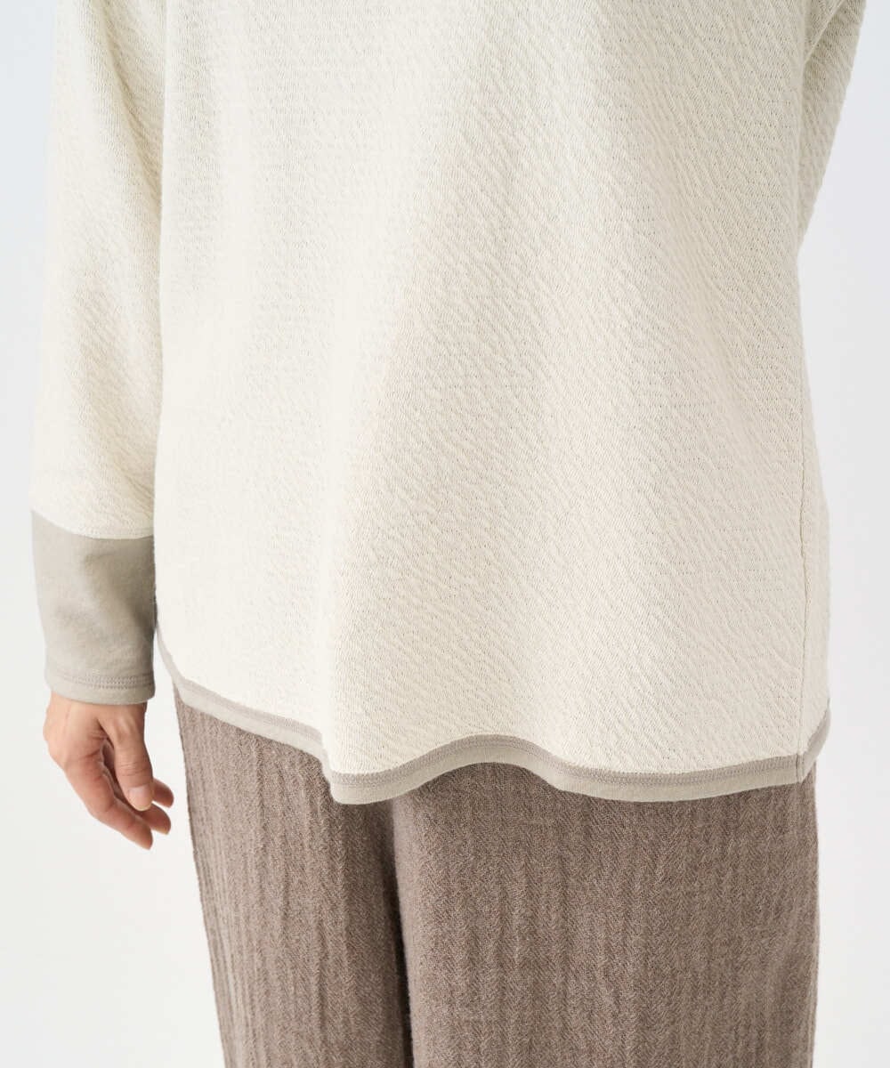 NGKAF14170 GIANNI LO GIUDICE(ジャンニ ロ ジュディチェ) [洗える・日本製]コットンウェーブリバー配色カットソー ベージュ