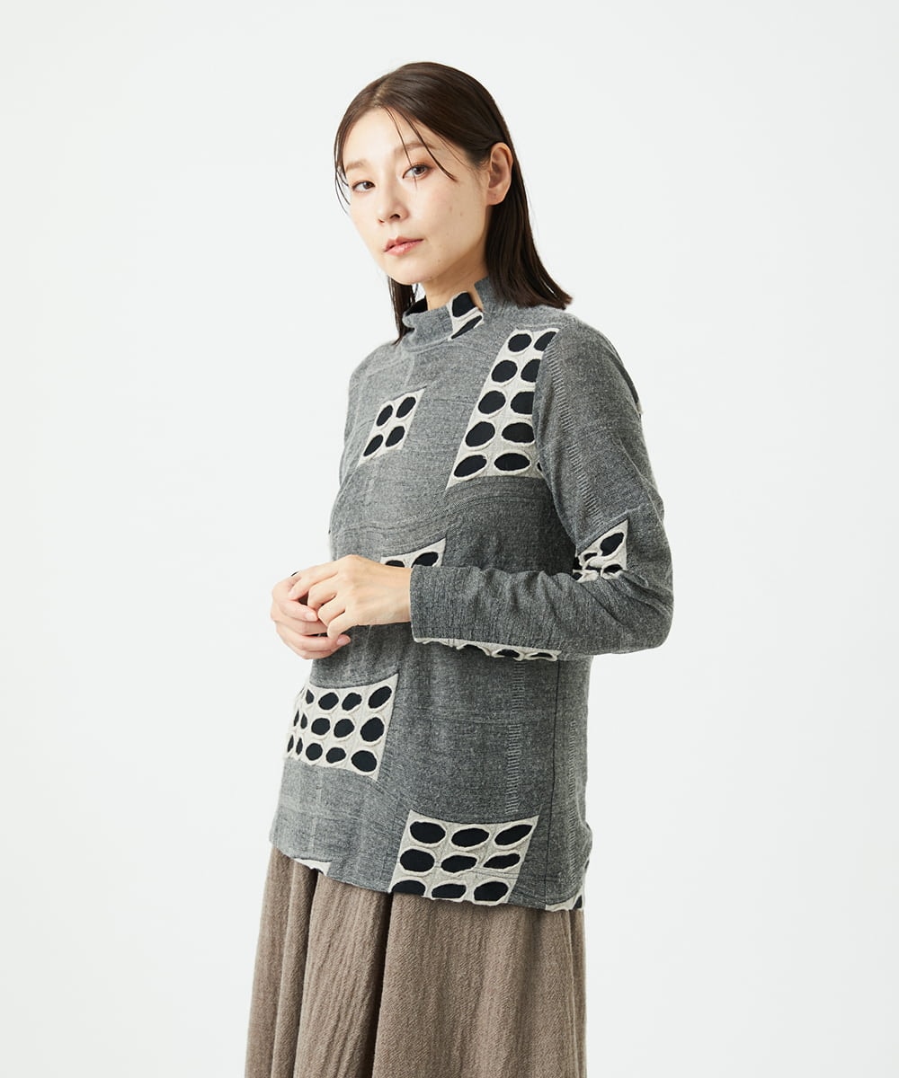 NGKAF17250 GIANNI LO GIUDICE(ジャンニ ロ ジュディチェ) [日本製]バースト水玉カットソー グレー