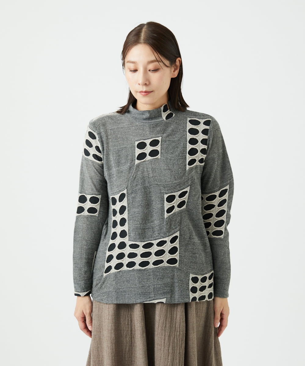 NGKAF17250 GIANNI LO GIUDICE(ジャンニ ロ ジュディチェ) [日本製]バースト水玉カットソー グレー