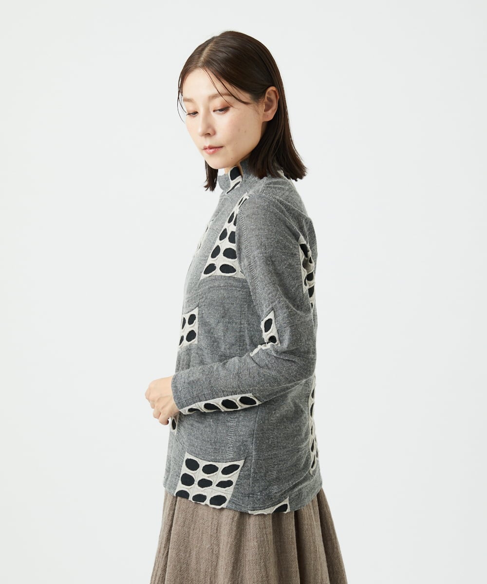 NGKAF17250 GIANNI LO GIUDICE(ジャンニ ロ ジュディチェ) [日本製]バースト水玉カットソー グレー