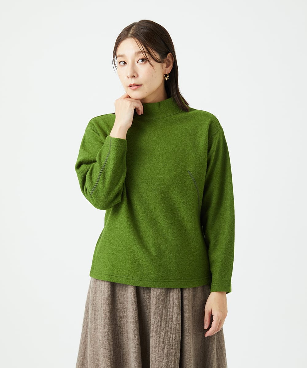 NGKAF18250 GIANNI LO GIUDICE(ジャンニ ロ ジュディチェ) [日本製]ウールマイクロループカットソー グリーン