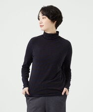 NGKAF41180 GIANNI LO GIUDICE(ジャンニ ロ ジュディチェ) [洗える・日本製]ラグウォームボーダーカットソー ネイビー