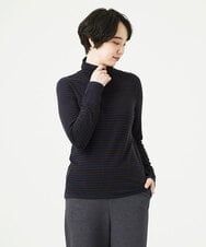 NGKAF41180 GIANNI LO GIUDICE(ジャンニ ロ ジュディチェ) [洗える・日本製]ラグウォームボーダーカットソー ネイビー