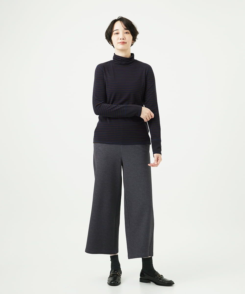 NGKAF41180 GIANNI LO GIUDICE(ジャンニ ロ ジュディチェ) [洗える・日本製]ラグウォームボーダーカットソー ネイビー