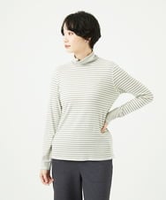 NGKAF41180 GIANNI LO GIUDICE(ジャンニ ロ ジュディチェ) [洗える・日本製]ラグウォームボーダーカットソー ライトグレー