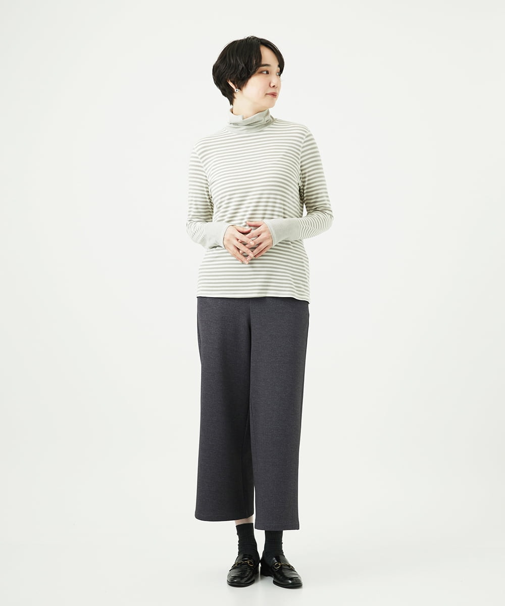 NGKAF41180 GIANNI LO GIUDICE(ジャンニ ロ ジュディチェ) [洗える・日本製]ラグウォームボーダーカットソー ライトグレー