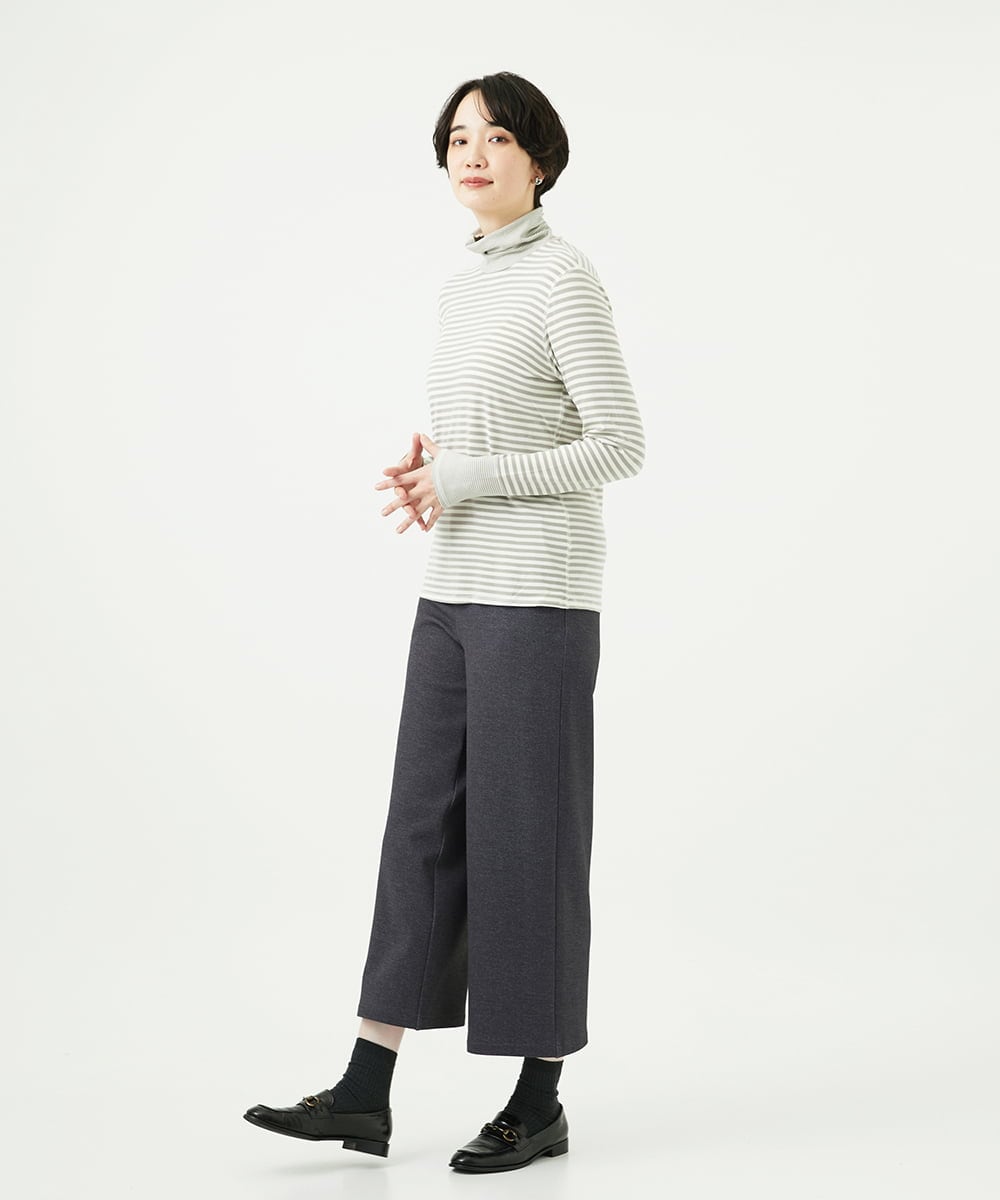 NGKAF41180 GIANNI LO GIUDICE(ジャンニ ロ ジュディチェ) [洗える・日本製]ラグウォームボーダーカットソー ライトグレー